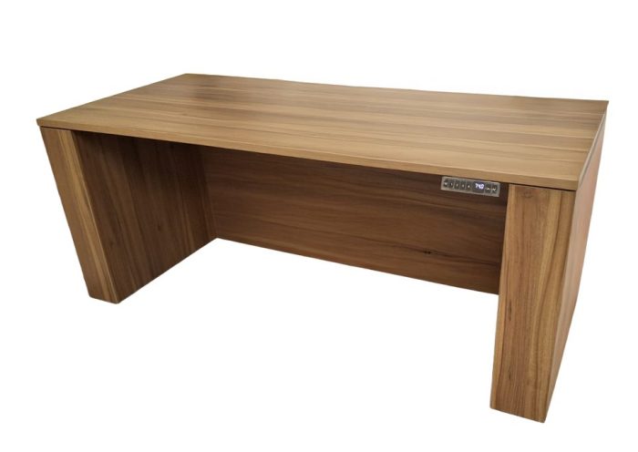 WD-101ST Sit-to-Stand Desk — Walnut/Black (WD Collection, WD series desk furniture) — Total Office Furniture