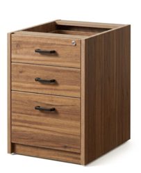 WD-111 Full Pedestal (FF) — Walnut/Black (WD Collection, WD series desk furniture) — Total Office Furniture