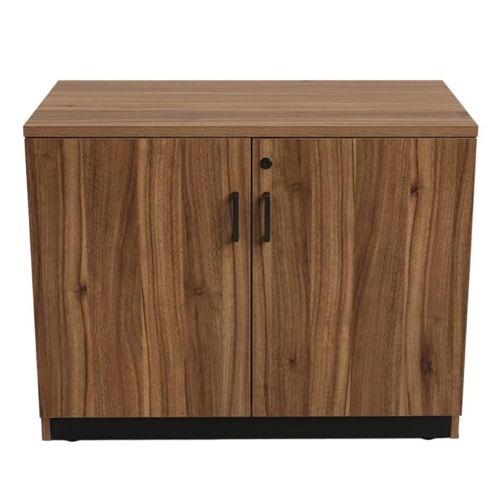 WD-113 Storage Cabinet — Walnut & Black (WD Collection, WD series desk furniture) — Total Office Furniture