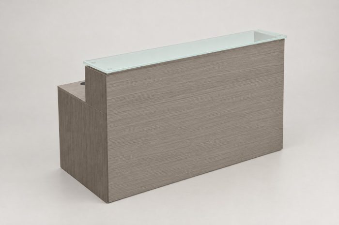 TL Reception Desk Set — 71″ Reception Desk + Frosted Transaction Top + Box/File Pedestal